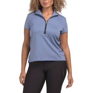 INPHORM BLACK MULTI Upf 50 Amelia Short Sleeve Quarter Zip Top